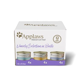 Applaws Wet Cat Food, 12 Pack, Limited Ingredient Canned Wet Cat Food, Variety of Flavors in Broth, 12 x 5.5oz Cans