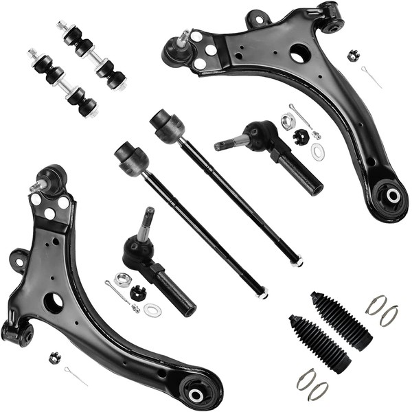 Detroit Axle - Front 12pc Suspension Kit for Chevrolet Impala Buick Allure Century Lacrosse Pontiac Grand Prix, 4 Lower Control Arms 4 Outer & Inner Tie Rods 2 Sway Bars 2 Boots & Bellows Replacement
