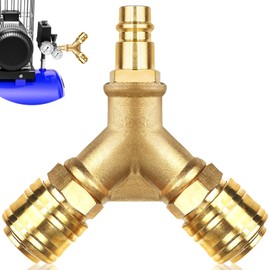Airline Hose Connectors, 1/4" BSP 3 Way Air Compressor Fittings, Y Connector Splitter Male/Female Thread Quick Release Coupler, Quick Coupling Distributor for Air Lines Compressors & Tools
