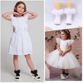 QHANSHIEE Grils Ruffle Socks Toddler Double Frilly Fluffy Princess Dress Cotton Sock Tutu Socks for Girls/Baby/Toddler