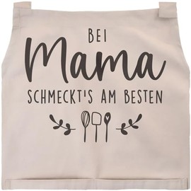 SpecialMe® Women's Cooking Apron with Saying Bei Mama schmeckts am besten Kitchen Apron Gift Mother Cotton, schmeckt`s bei natur