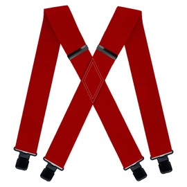 KRICJYH Red Suspenders for Men Heavy Duty Big and Tall Clips Adjustabele Braces
