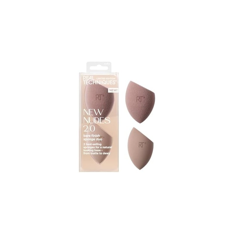 Real Techniques New Nudes Bare Finish Sponge Duo, Beauty Sponges