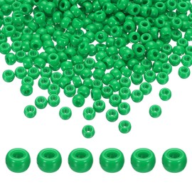 QUARKZMAN Pack of 1000 Green Beads Set Pony Beads Bracelets 6 x 9 mm Acrylic Bulk Plastic Barrel Beads for Necklace Key Ring Jewellery Making Earring Hair Braiding