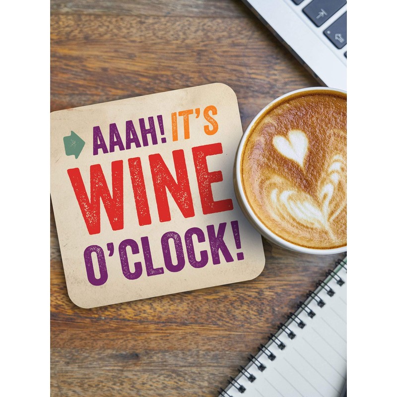 Brainbox Candy Funny Cork-Backed Coaster - Aaah! Its Wine Oclock!