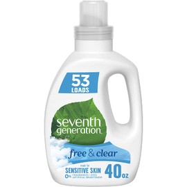 Seventh Generation Concentrated Laundry Detergent, Stain Fighting Formula, Free & Clear Unscented, 40 oz (53 Loads)