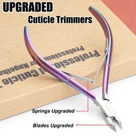 LePinko 4 Packs Upgraded Cuticle Trimmer kit, Sharp Dead Skin Clipper, Labor-Saving Cuticula Remover for Fingernail Toenail, Manicure Pedicure Tool for Women Men, 5mm Jaw, Rainbow Color