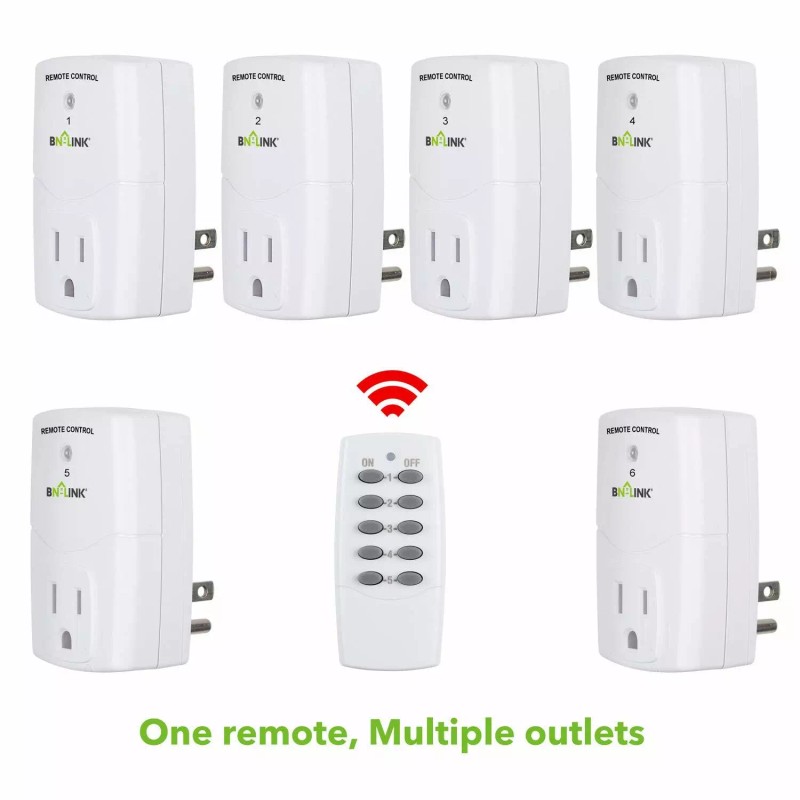 BN-LINK Wireless Remote Control Outlet Plugs with 2 remotes and