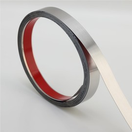 Trimold Wall Trim Molding, Peel and Stick Stainless Steel, Flexible Self-Adhesive Metal Trim for Mirror Frame, Fireplace and Microwave Gap Filler, Brushed Silver