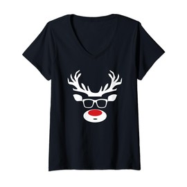Funny Santa Christmas Clothing Reindeer Rudolf Christmas V-Neck T-Shirt