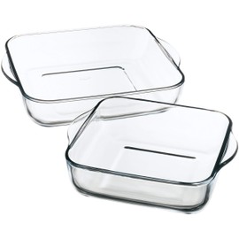 Borcam 1690037 Care Baking Dishes Set of 2 Clear Glass 31.5 x 28 x 6 cm