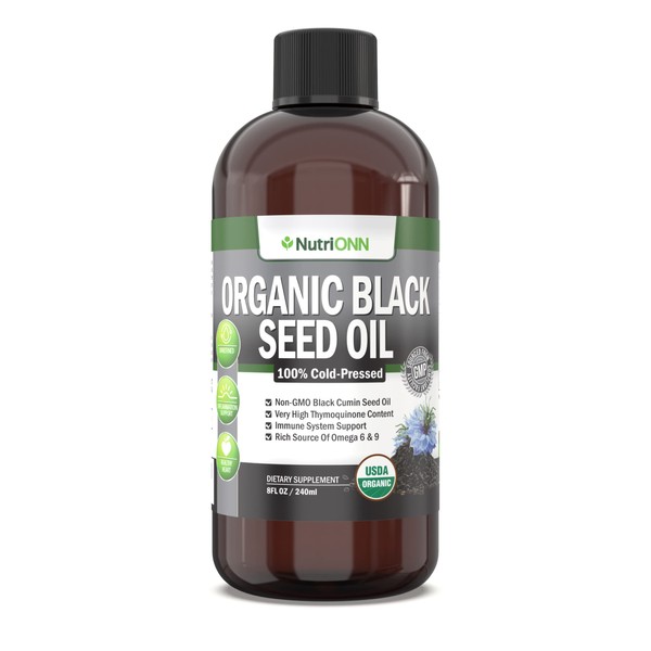 NutriONN Organic Black Seed Oil - USDA Certified Organic Black