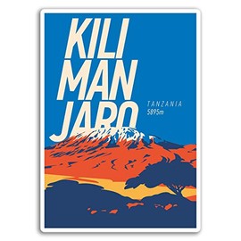 2 x 10cm Kilimanjaro Volcano Vinyl Stickers - Tanzania Sticker Luggage #17892 (10cm Tall)