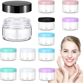 Tarros de Viaje Plástico Transparentes, 10ml Frascos Cosméticos Redondos, Tarros de Cosméticos Vacíos para Maquillaje, Crema, Loción, Bálsamo Labial, Abalorio (18pcs Multicolor)