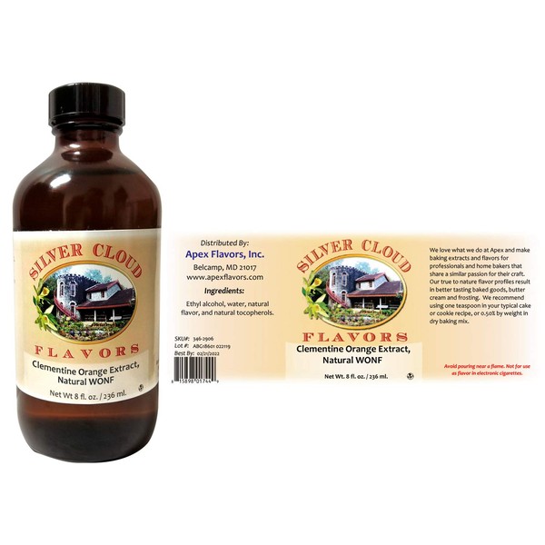 Clementine Orange Extract, Natural WONF (With Other Natural Flavors) - 8 fl. oz. bottle