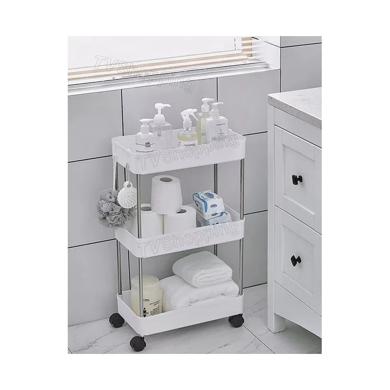 #TVShopping Carrito 4 Niveles De Almacenamiento Organizador Con Ruedas H