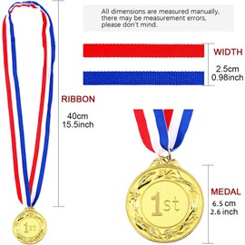 Swpeet 18PCS Metal Award Medals with Neck Ribbon, Olympic Style Winner Medals Gold Silver Brone Medals 1st 2nd 3rd Place Medals for Sports, Competitions, Party