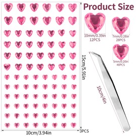 264pcs Heart Gem Stickers Rhinestones for Crafts - Self Adhesive Jewels Stickers, Acrylic Gems DIY Craft Decorative Diamond Stickers, Small Stickers for Kids (264pcs-5/7/10mm-pink)