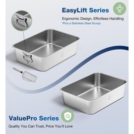 Qiuma Jumbo Stainless Steel Cat Litter Box, 27.5"×19.6"×5.9", XXL Metal Litter Pan with High Sides, Odor-Free, Non-Stick, Easy to Clean, Ideal for Extra-Large Cats & Multi-Cat Households