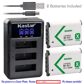 For Sony NP-BX1 Battery or Triple charger for Sony Cyber-shot DSC-HX50 HX50V HX60 HX60V - 3 Batteries