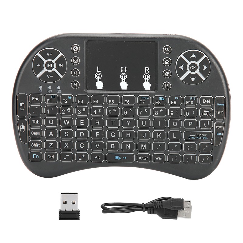 Mini Wireless Keyboard Backlit Black 2.4G RF 10-Meter Working Distance