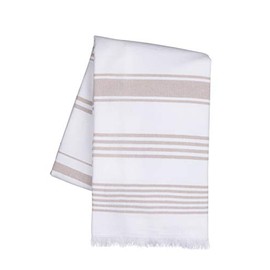 Sticky Toffee Cotton White Bath Towel | Soft and Absorbent Terry | 65 in x 35 in | Tan