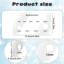 2 Pcs Bead Measuring Ruler Bead Sizer Chart Size Chart in Inches Acrylic Beads to Determine Beads Sizes Clear Measuring Tool for Gem Diamond Stones (2/4/6/8/10/12/14/16/18mm)