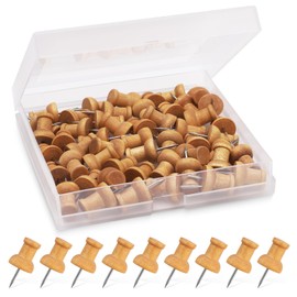 50 PCS Wooden Push Pins, Natural Cork Board Pins for Noticeboards, Drawing Pins for Maps & Crafts, Thumb Tacks with Strong Grip