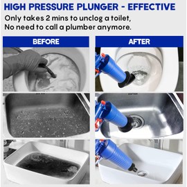 FLYIFE TP2416 High Pressure Drain Unblocker Plunger, Blue