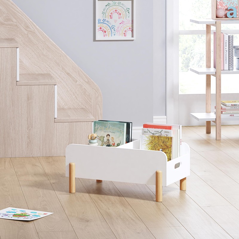 UTEX Montessori Bookshelf for Toddlers, Wooden Book Caddy with Adjustable