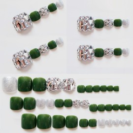 ALUBES 3D Gel Nail Tip, Foot Gel Nail Seal, Nail Sticker, Nail Sticker, Nail Sticker, Nail Self Nail for Home, For Beginners, Summer Nail (24 Pieces, 12 Sizes)