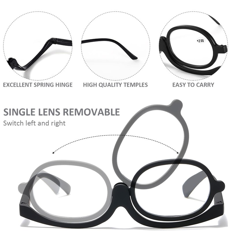 Makeup Glasses 2 Pieces with 2 Glasses Pockets Makeup Glasses