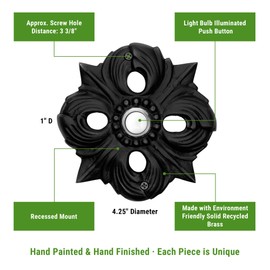 Waterwood Solid Brass Avalon Doorbell in Black - Wired & Illuminated Push Button from Environmentally Friendly Recycled Material