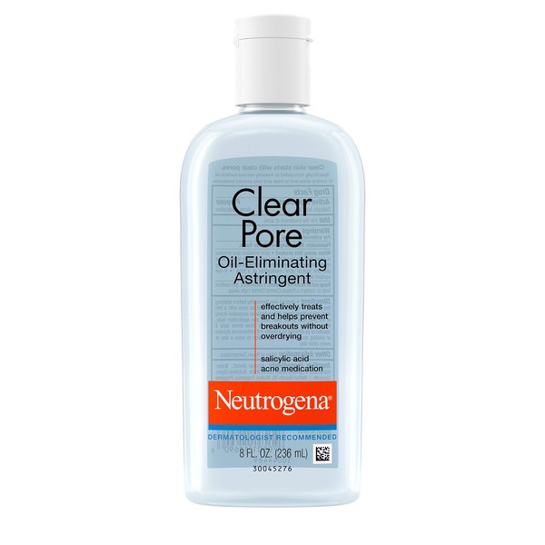 Neutrogena Clear Pore Oil-Eliminating Astringent with Salicylic Acid, Pore Clearing Treatment for Acne-Prone Skin, 8 fl. oz (Pack of 3)