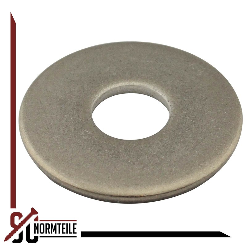 Large DIN 9021 A2 stainless steel washers., off-white