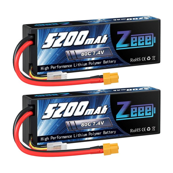 Zeee 2S 5200mAh Lipo Battery 7.4V 80C Battery with XT60