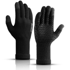 Pure Wool Winter Thermal Gloves Men Women Extra Warm Knit Gloves with Fleece Lined and Touchscreen for Cold Weather