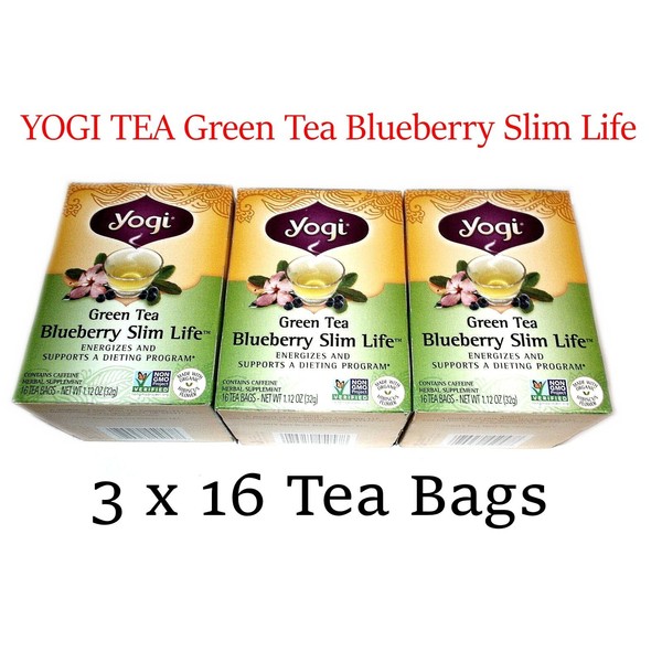 3 x 16 bags YOGI TEA Green Tea Blueberry Slim Life Tea Bags (Total: 48)