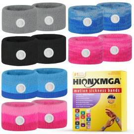 HIONXMGA 6 Pairs Acupressure Bracelet Against Nausea - For Adults & Children for Travel Sickness, Seasickness & Pregnancy Nausea - Natural Travel Support