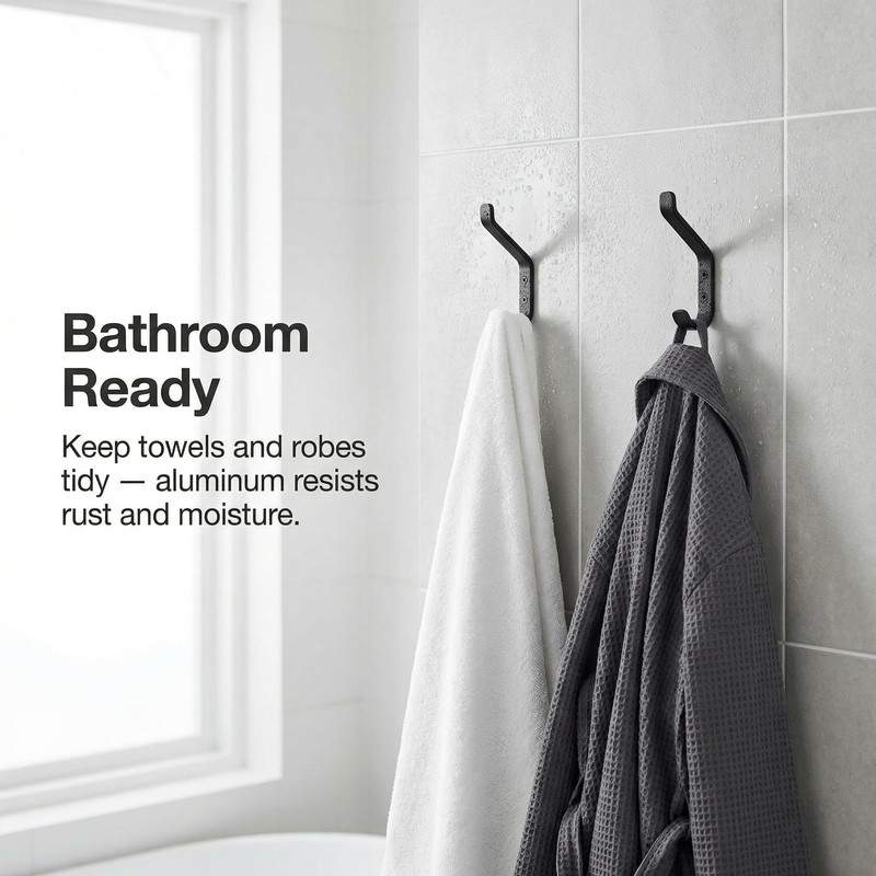 Kysren Black Coat Hooks Wall Mounted - Decorative Aluminum Hooks