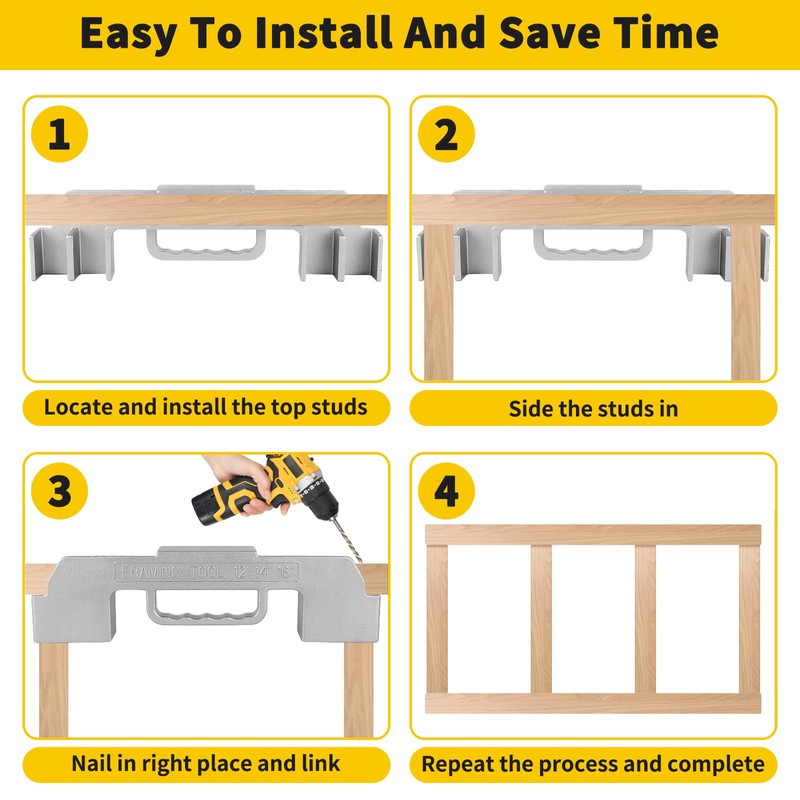 3 In 1 Framing Tools,12/14/16 On-Center Stud Layout Tool,Framing Spacing