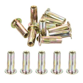 uxcell 50Pcs Multi-Grip Rivet Nut, M5 Flat Head Carbon Steel Pre-Bulbed Shank Threaded Insert Nut with Zinc Plated Finish