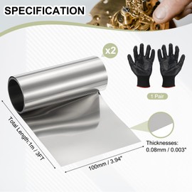 YELARXI Stainless Steel Roll Metal Stainless Flashing Foil Plate, 0.08 x 100 x 1000mm (0.08mm) Thickness Fit for DIY Crafts Electrical Repair - Cylinder(2 Pack, Silver)