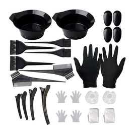 BuxiuGK Set of 24 Hair Colouring Brush Set, Hair Colouring Brush, Hair Dye Bowl, Hair Dye Cap, Hairdressing Clips, Ear Cover, Glove for DIY Beauty Salon and Home
