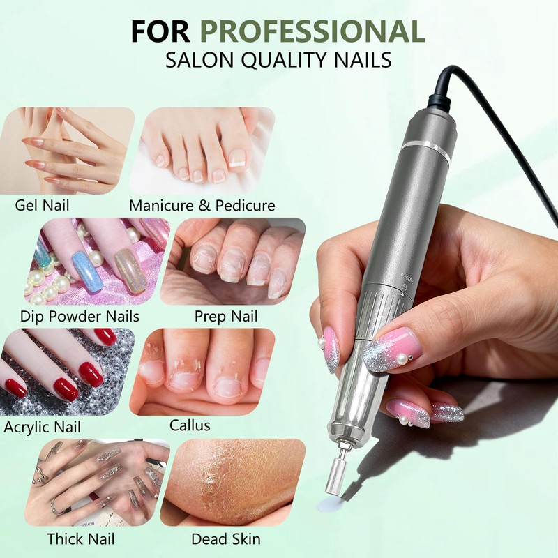 Professional Nail Drill, 40000 RPM Cordless Electric Nail File Kit