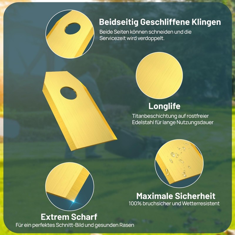HAUSPROFI 30 x titanium robotic lawnmower blades, replacement blades, ultra-sharp,