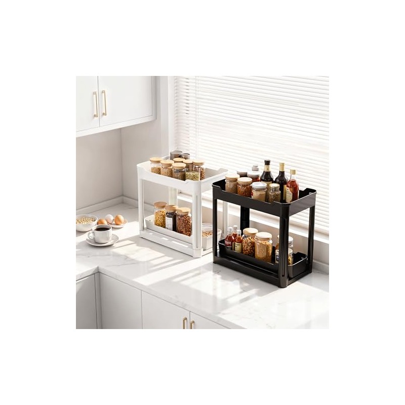 Ribelli Set of 2 Kitchen Organisers, Organiser with Pull-Out Drawer,