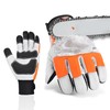 SAFEYEAR Chainsaw Gloves, M, White Cowhide & PVC Reinforced, EVA