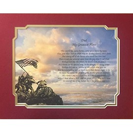 Cazual Creations Marine's Gift for Dad My Greatest Hero Birthday Veterans Day Military Marines Art Print