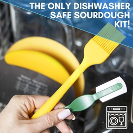 American Select 7Pcs Premium Sourdough Starter Kit with EZ Clean, Sourdough Bread Making Kit with 9" Sourdough Banneton Basket, Danish whisk, Scraper, Scorer & brush, Sourdough Bread Baking Supplies